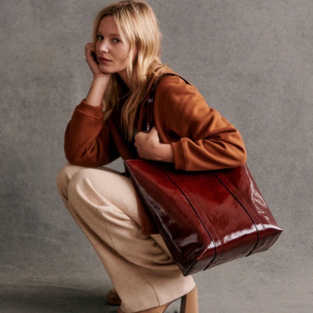 Sezane Mahogany Leather “The Tote” EUC